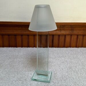 10” all glass tea light candle holder.